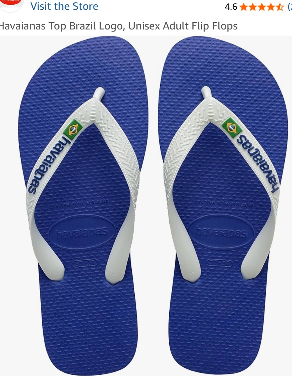 Havaianas Navy Blue Flip Flops with White Straps